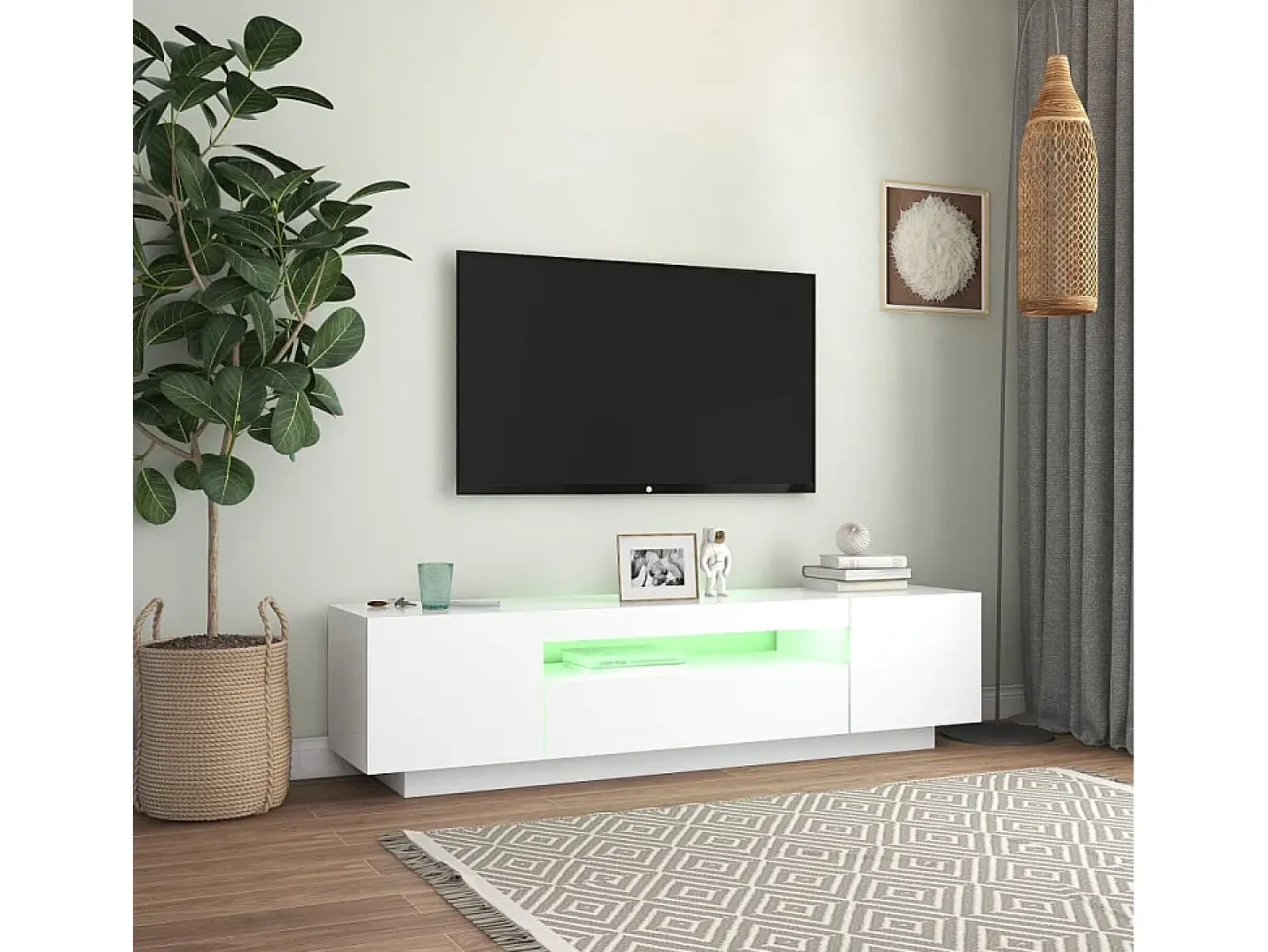 Mueble para TV con luces LED blanco 160x35x40 cm