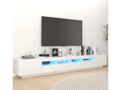 Mueble para TV con luces LED blanco 260x35x40 cm