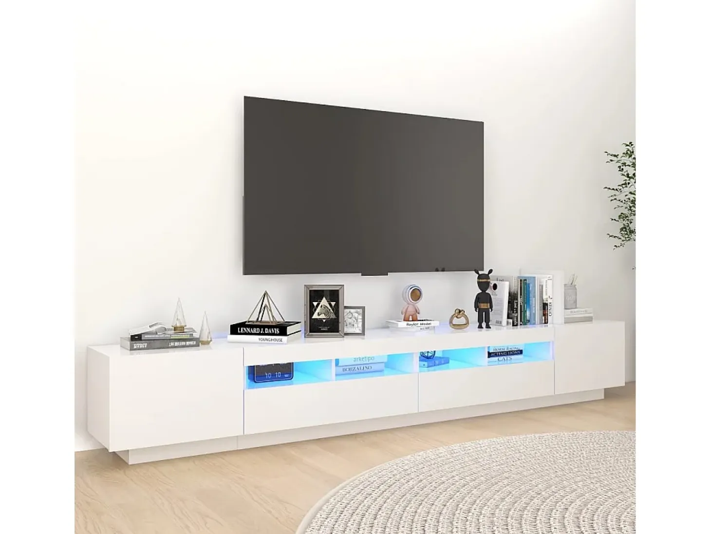 Mueble para TV con luces LED blanco 260x35x40 cm