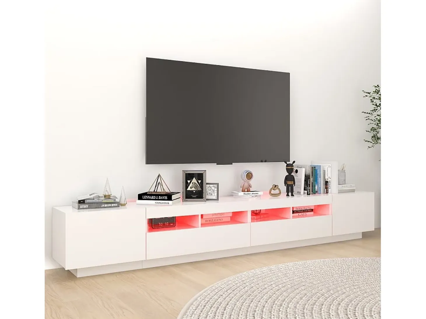 Mueble para TV con luces LED blanco 260x35x40 cm