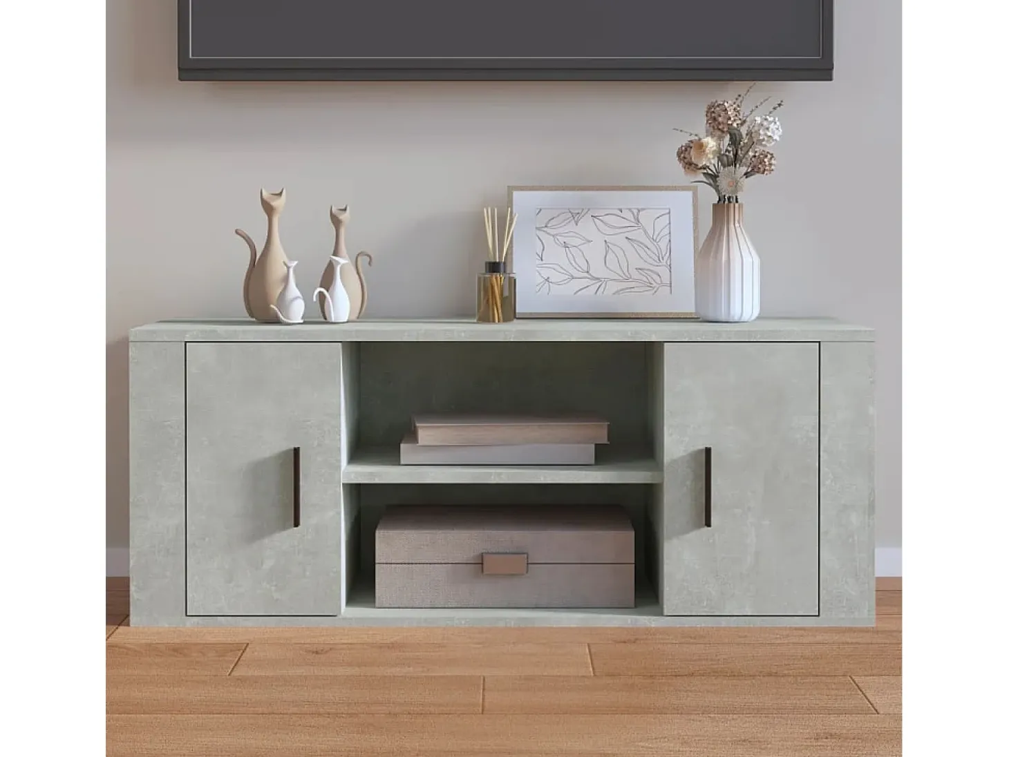 Mueble para TV contrachapada gris hormigón 100x35x40 cm