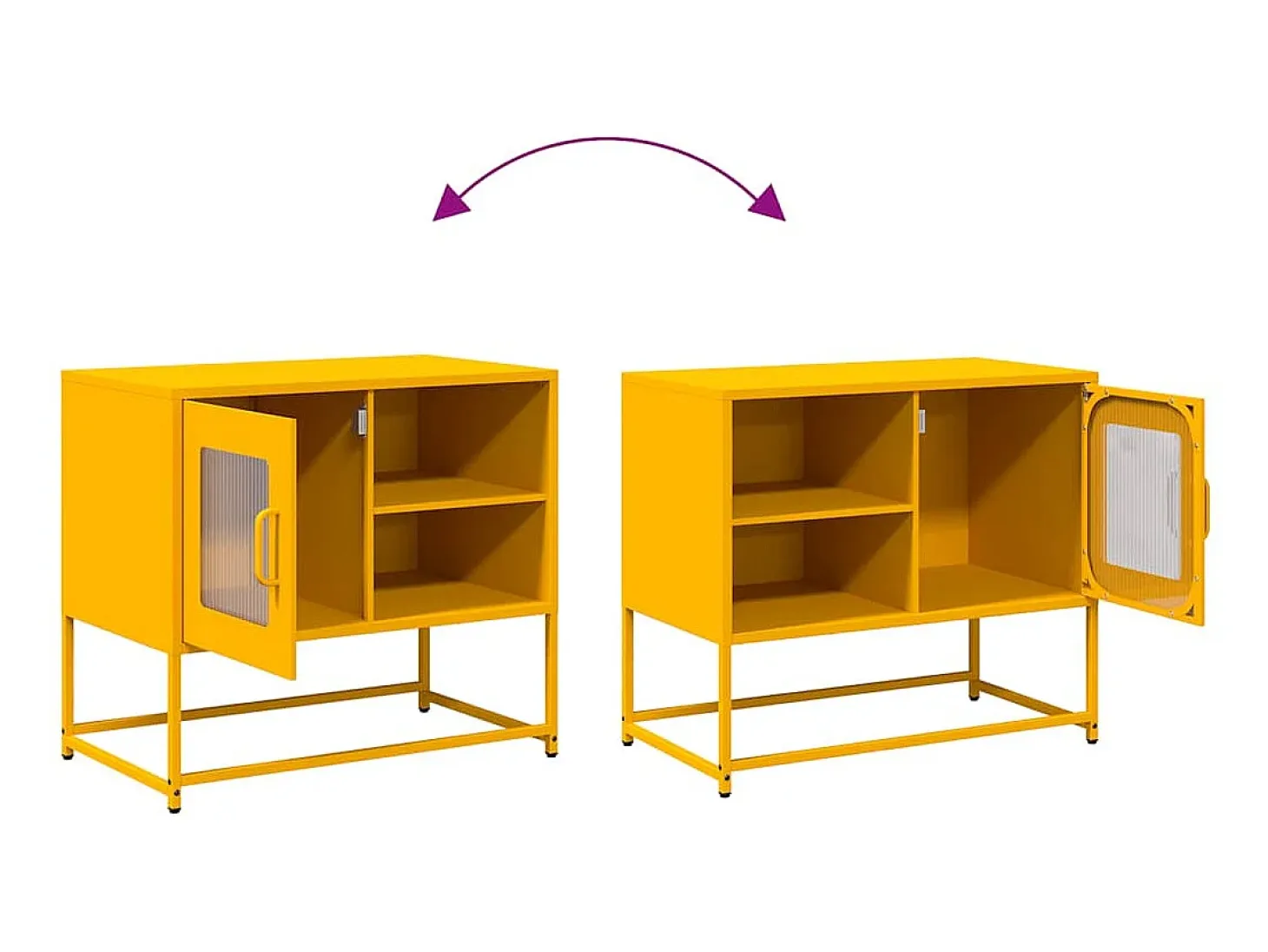 Mueble para TV de acero amarillo mostaza 68x39x60,5 cm