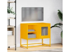 Mueble para TV de acero amarillo mostaza 68x39x60,5 cm