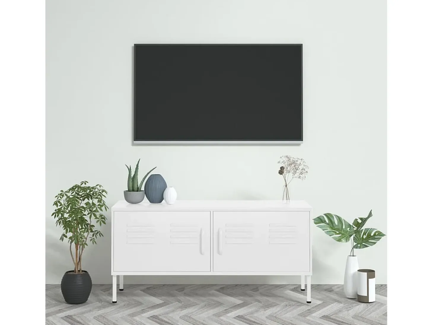 Mueble para TV de acero blanco 105x35x50 cm