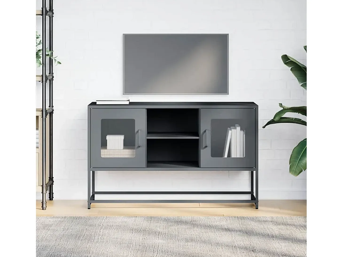 Mueble para TV de acero gris antracita 100,5x39x60,5 cm