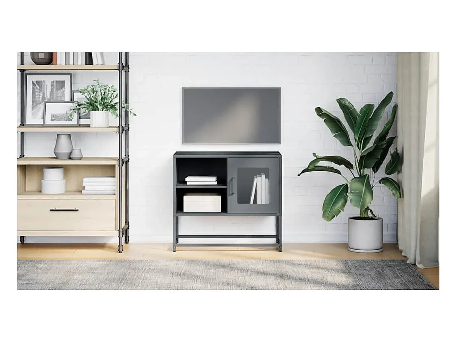 Mueble para TV de acero gris antracita 68x39x60,5 cm