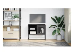 Mueble para TV de acero negro 68x39x60,5 cm