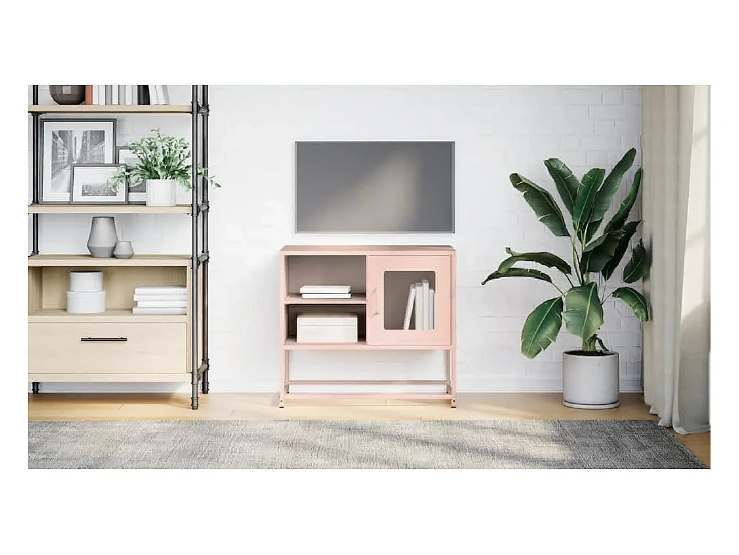 Mueble para TV de acero rosa 68x39x60,5 cm