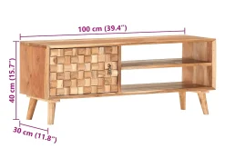Mueble para TV de madera maciza de acacia 100x30x40 cm