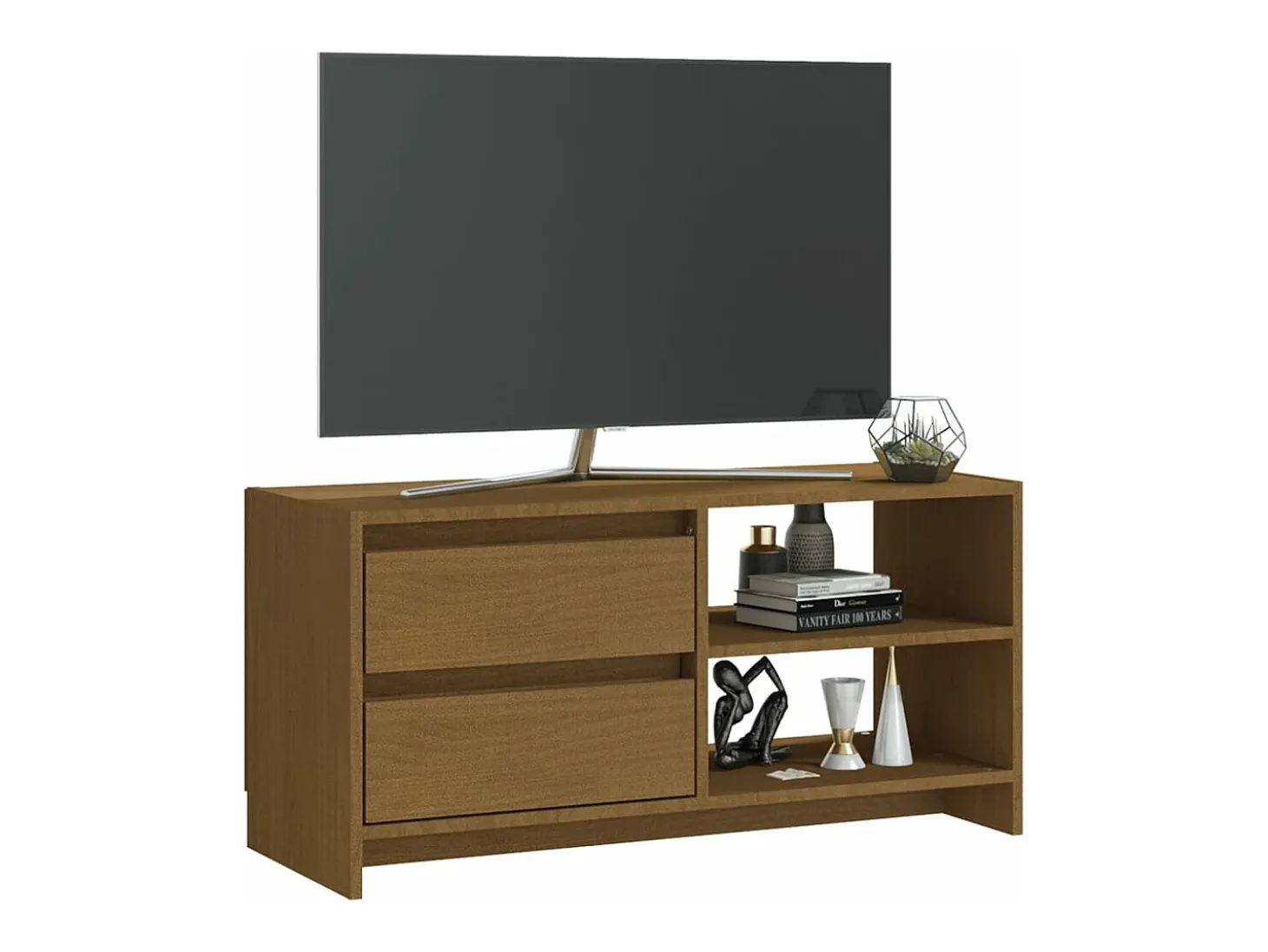 Mueble para TV de madera maciza pino marrón miel 80x31x39 cm