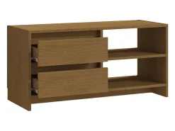 Mueble para TV de madera maciza pino marrón miel 80x31x39 cm
