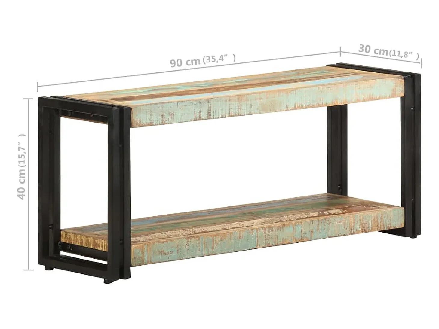 Mueble para TV de madera maciza reciclada 90x30x40 cm