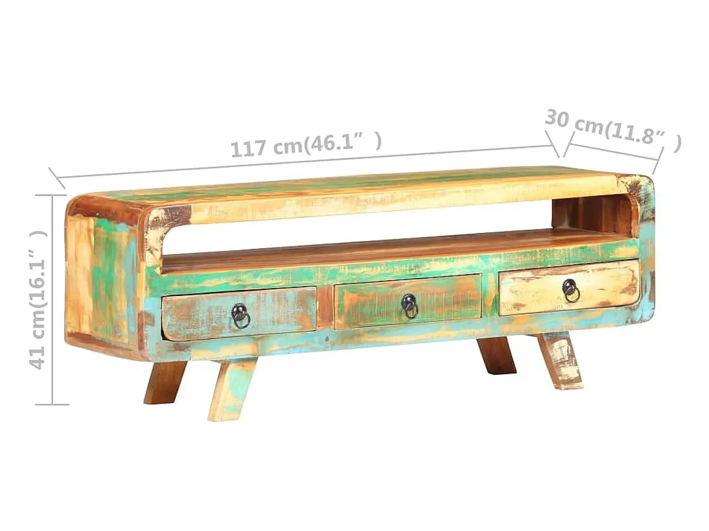 Mueble para TV de madera maciza reciclada 117x30x41 cm