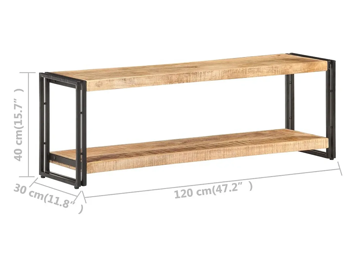 Mueble para TV de madera maciza de mango rugosa 120x30x40 cm