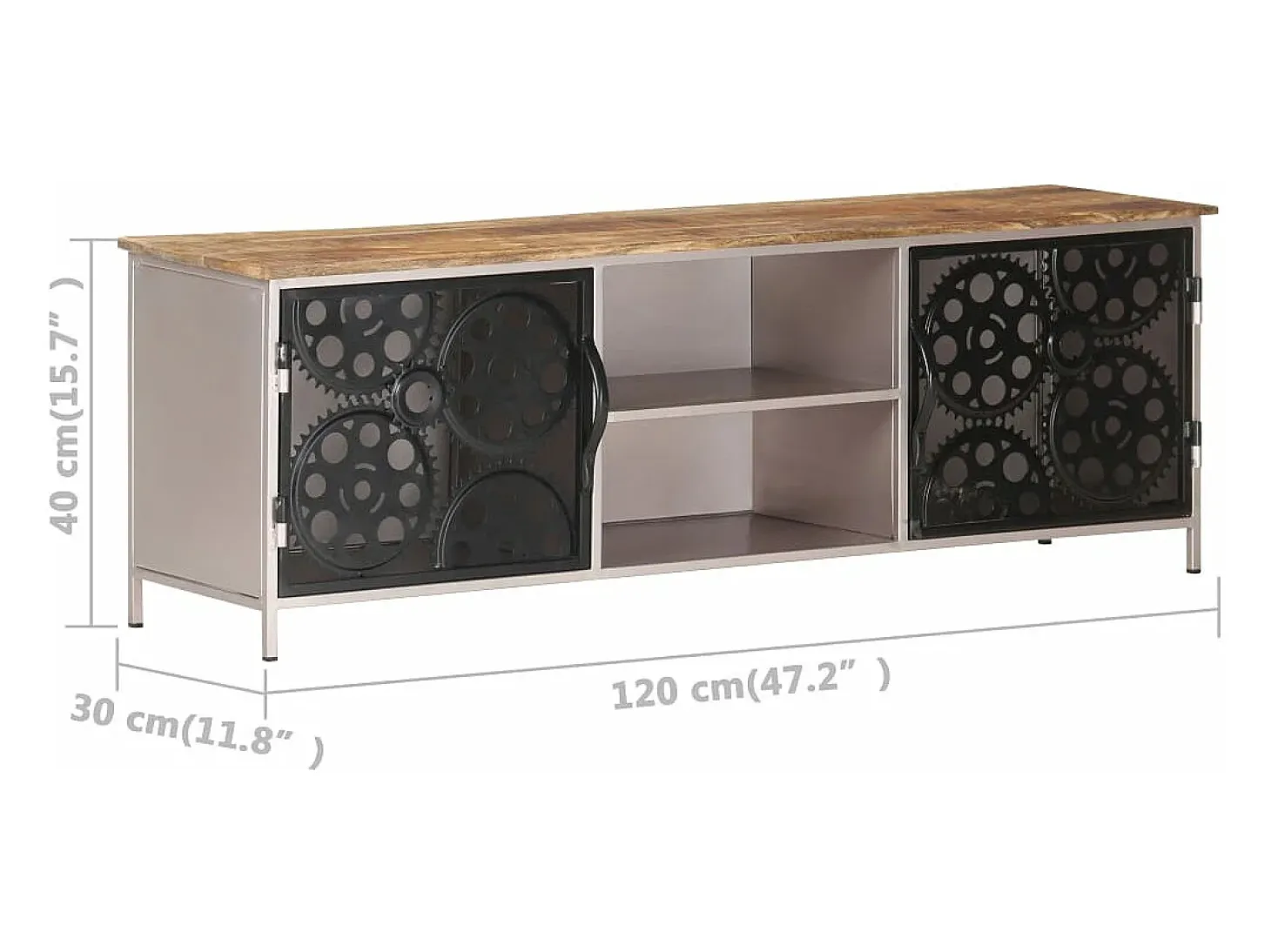 Mueble para TV de madera de mango rugosa 120x30x40 cm