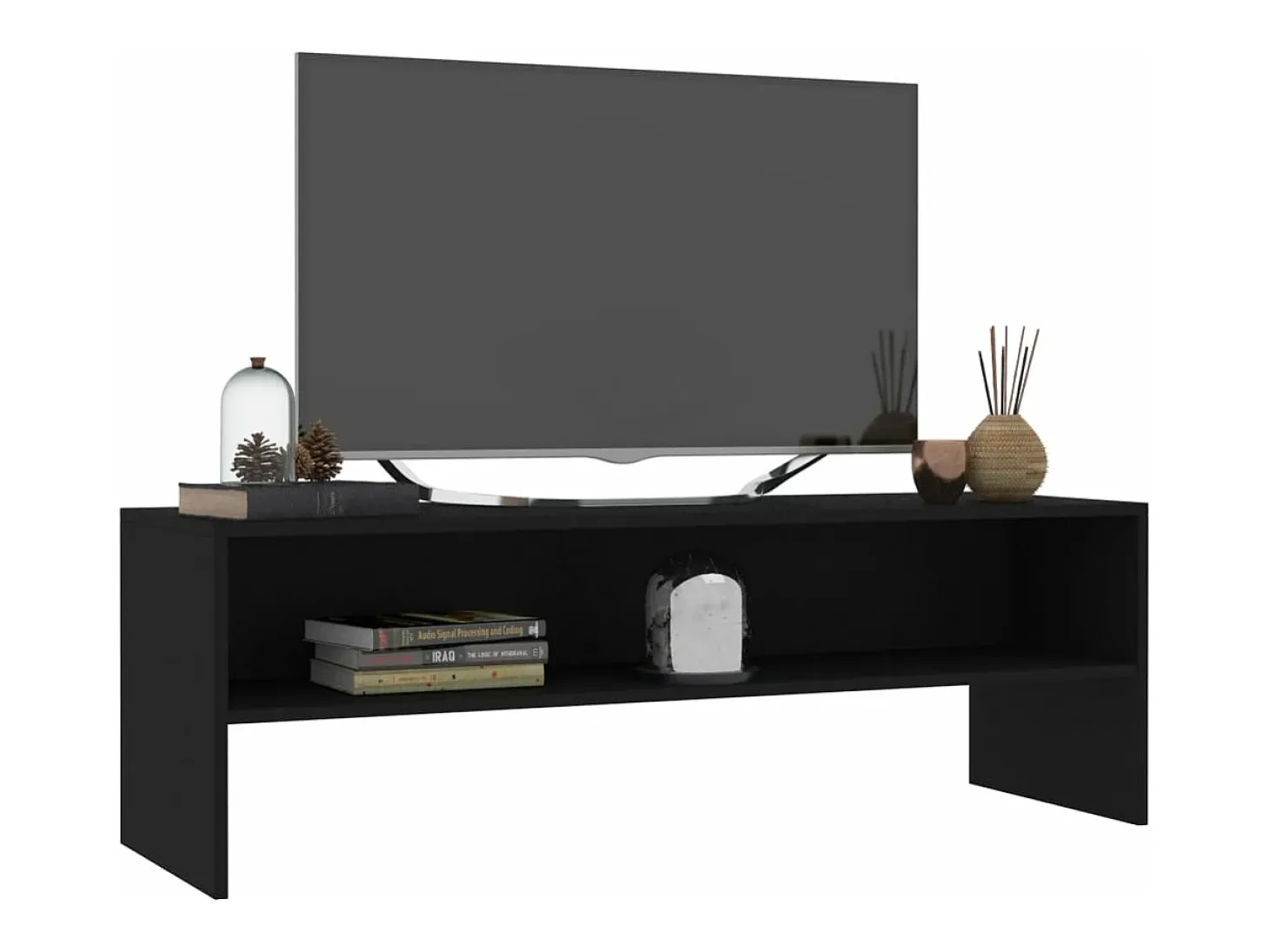 Mueble para TV madera contrachapada negro 120x40x40 cm