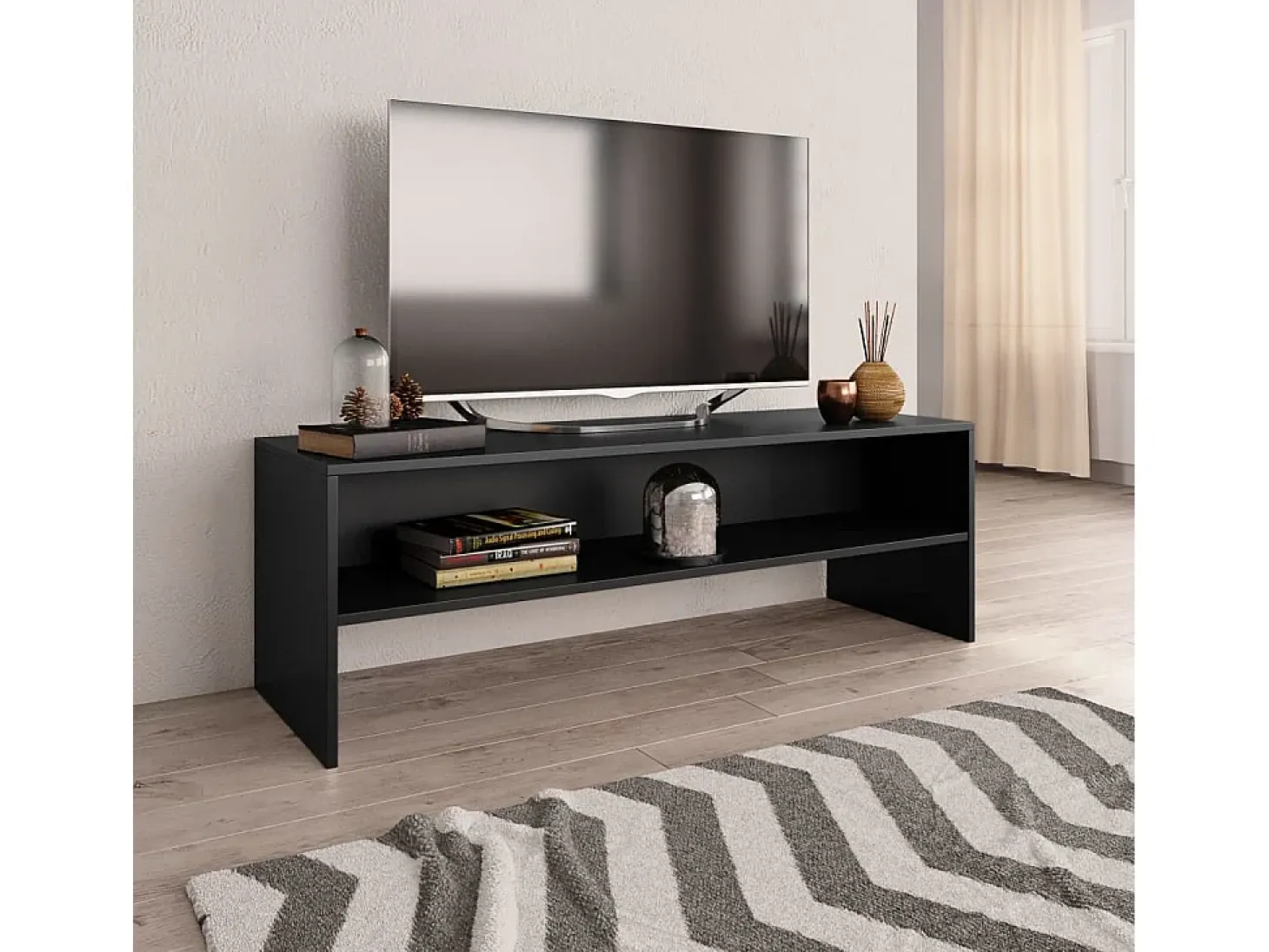 Mueble para TV madera contrachapada negro 120x40x40 cm