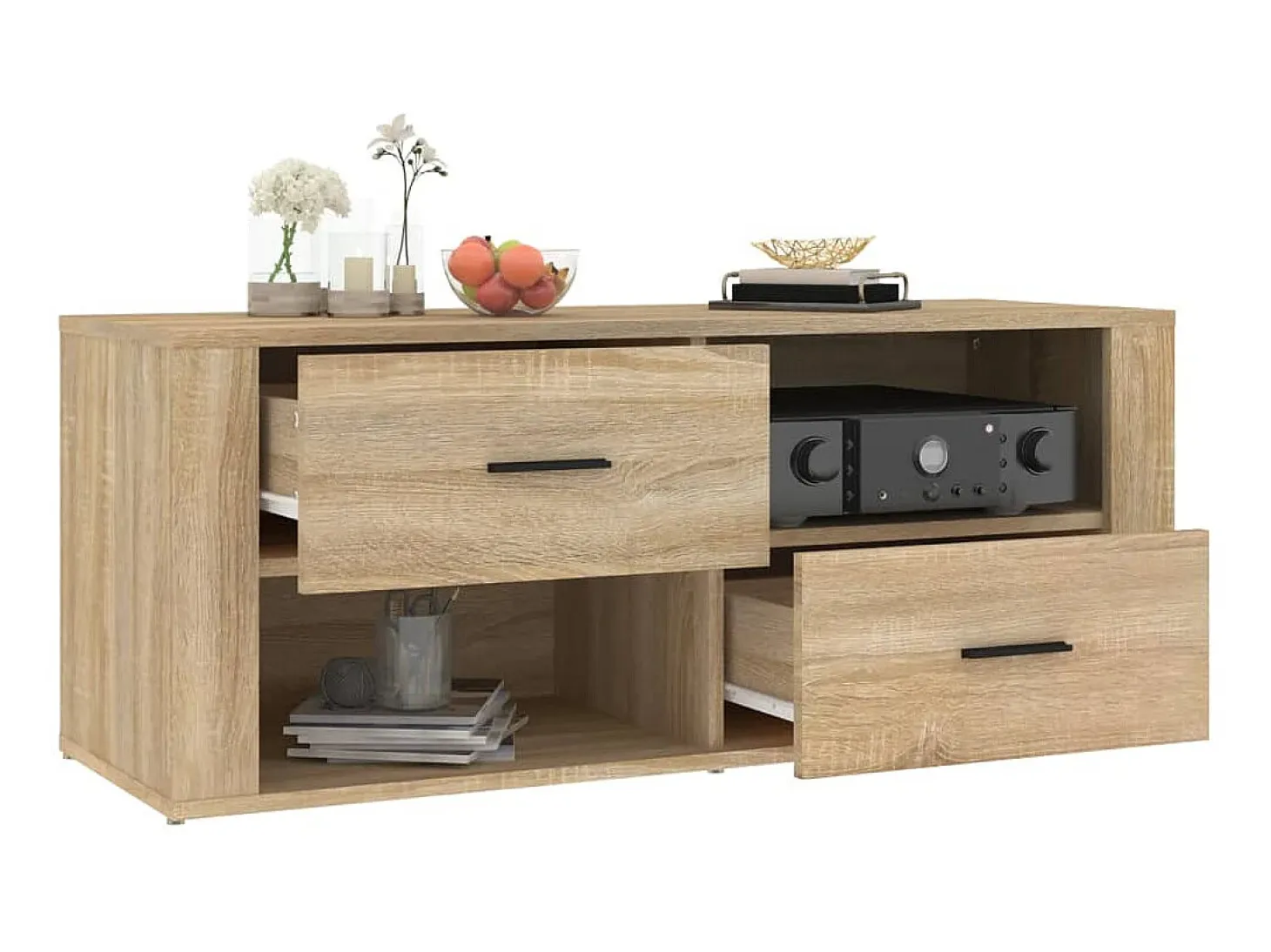 Mueble para TV madera contrachapada color roble 100x35x40 cm ES14582