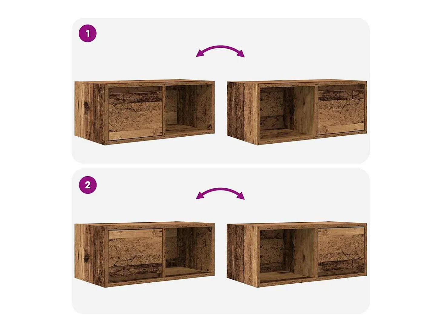 Mueble para TV madera contrachapada envejecida 60x31x25,5 cm