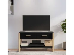 Mueble para TV madera contrachapada negro 82x38x45 cm