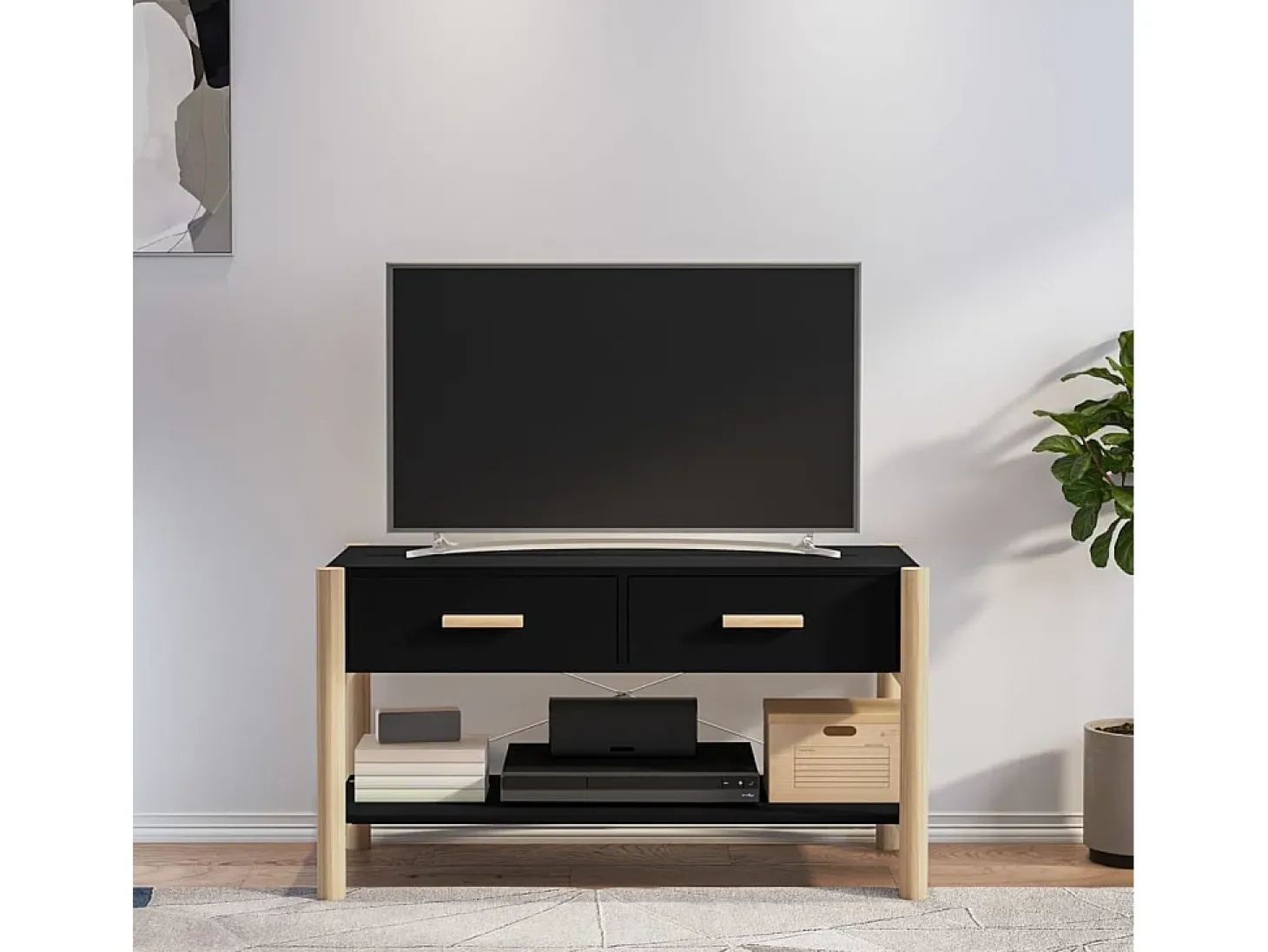 Mueble para TV madera contrachapada negro 82x38x45 cm