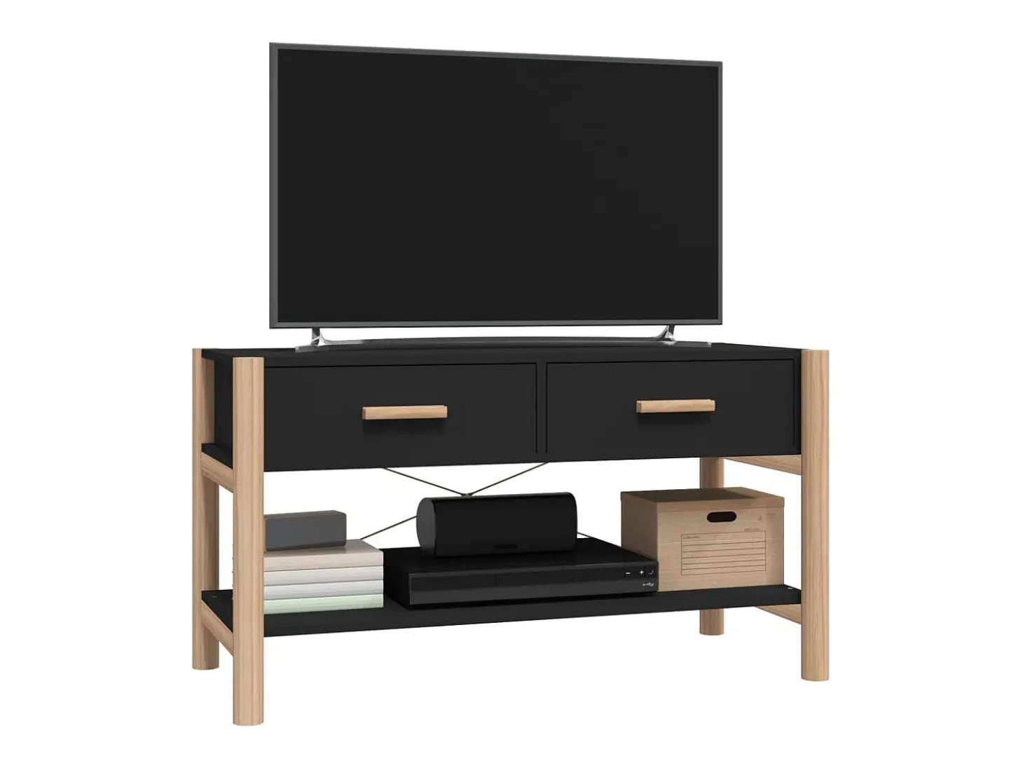 Mueble para TV madera contrachapada negro 82x38x45 cm