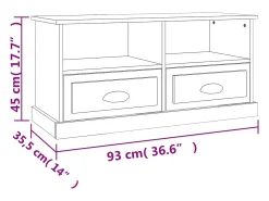 Mueble para TV madera contrachapada negro 93x35,5x45 cm