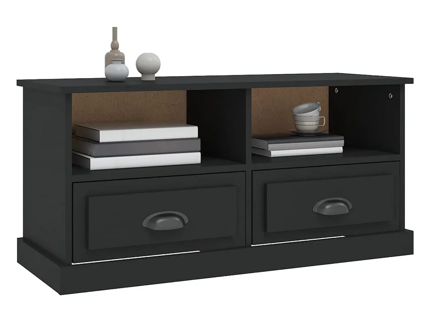 Mueble para TV madera contrachapada negro 93x35,5x45 cm