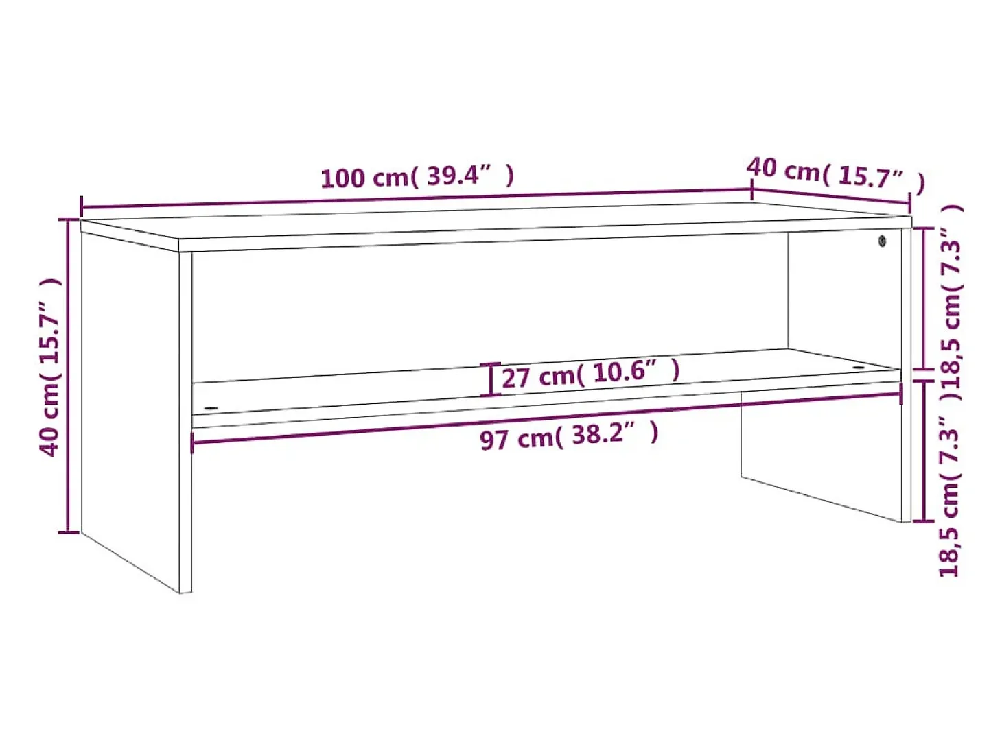 Mueble para TV madera contrachapada negro100x40x40 cm