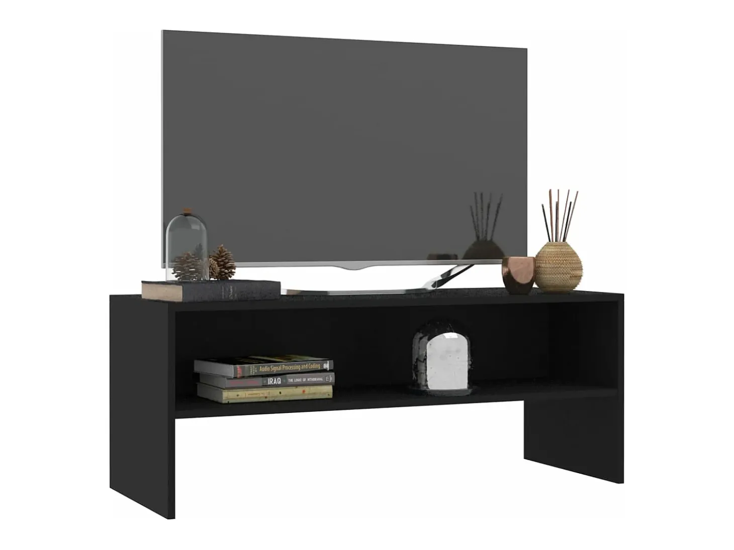 Mueble para TV madera contrachapada negro100x40x40 cm