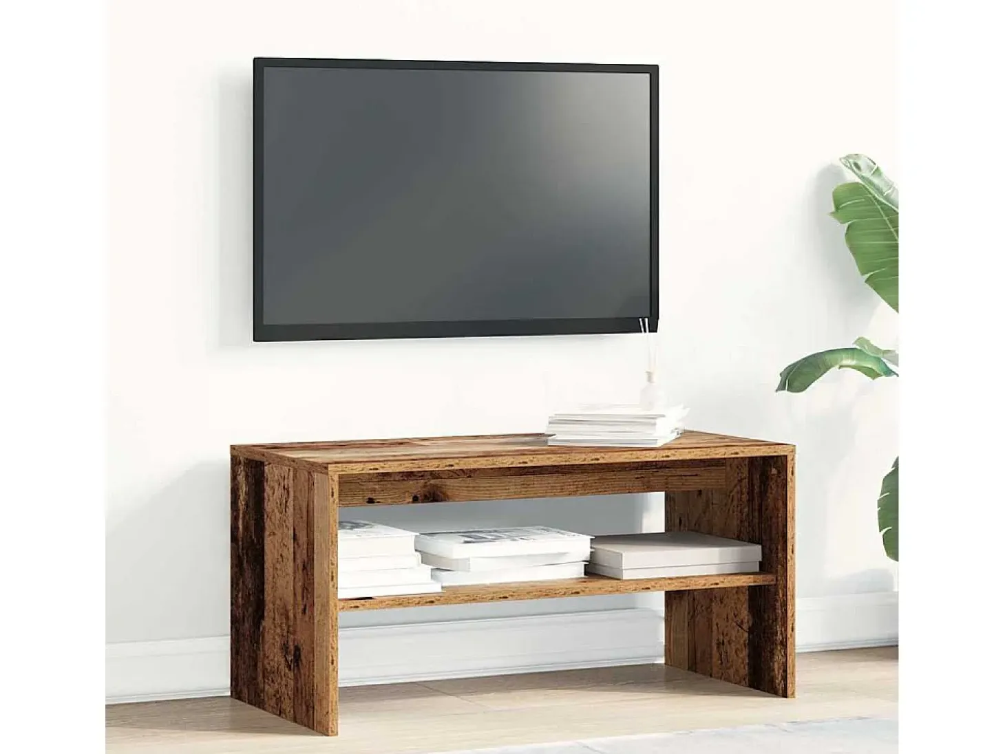 Mueble para TV madera contrachapada envejecida 80x40x40 cm