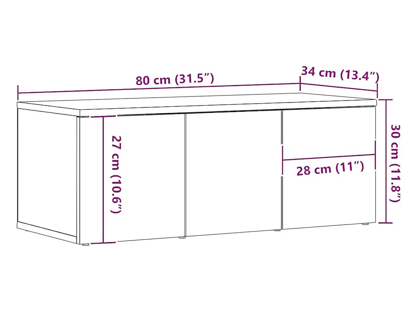 Mueble para TV madera contrachapada roble artisan 80x34x30 cm