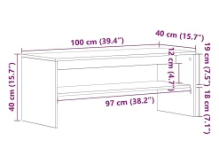 Mueble para TV madera contrachapada roble negro100x40x40 cm