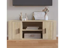 Mueble para TV madera contrachapada color roble 100x35x40 cm
