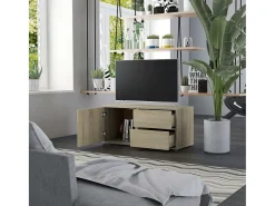 Mueble para TV madera contrachapada color roble 80x34x36 cm