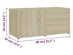 Mueble para TV madera contrachapada color roble 80x34x36 cm