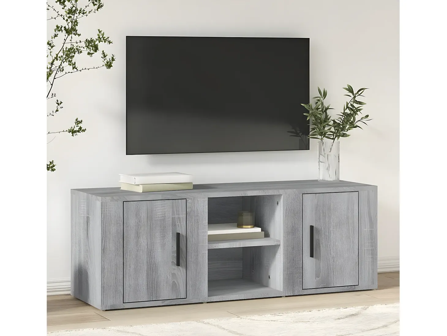 Mueble para TV madera contrachapada gris Sonoma 100x31,5x35 cm