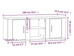 Mueble para TV madera contrachapada gris Sonoma 100x31,5x35 cm