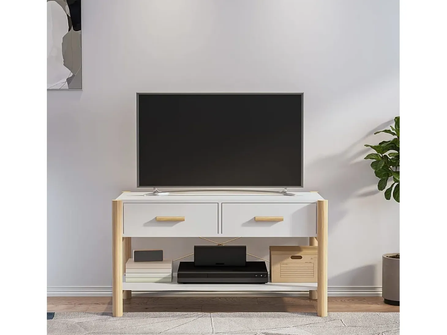 Mueble para TV madera contrachapada blanco 82x38x45 cm