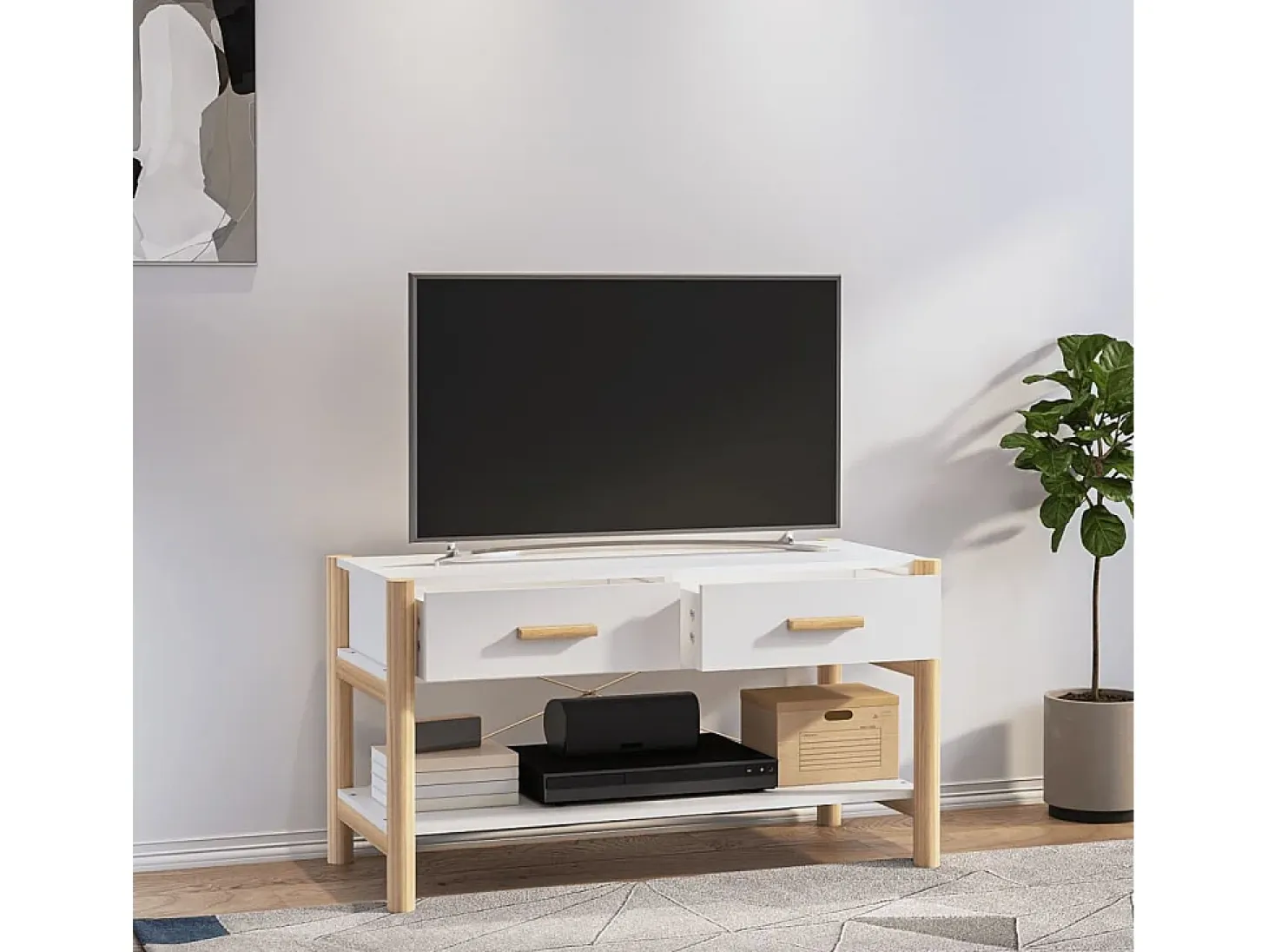 Mueble para TV madera contrachapada blanco 82x38x45 cm