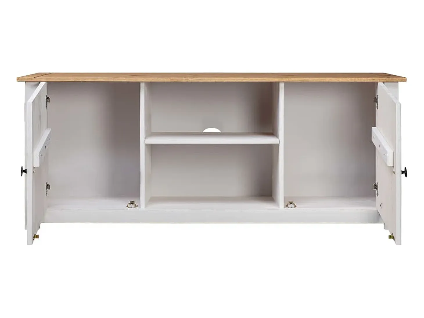 Mueble para TV madera de pino estilo Panamá blanco 120x40x50 cm ES97247