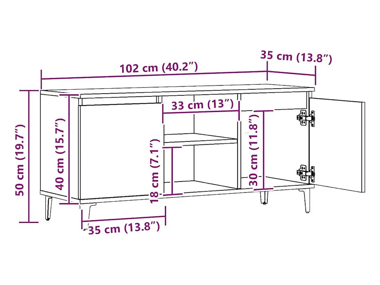 Mueble para TV madera de ingeniería roble artisan 102x35x50 cm