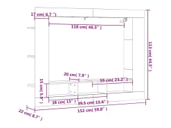 Mueble para TV madera de ingeniería gris hormigón 152x22x113 cm