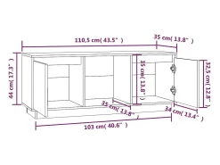 Mueble para TV madera maciza de pino marrón miel 110,5x35x44 cm