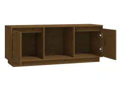 Mueble para TV madera maciza de pino marrón miel 110,5x35x44 cm