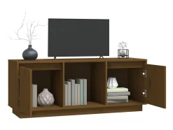 Mueble para TV madera maciza de pino marrón miel 110,5x35x44 cm