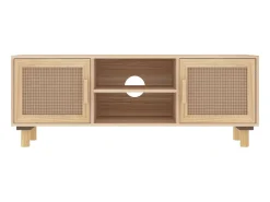 Mueble para TV madera maciza pino y ratán natural 105x30x40 cm ES27263