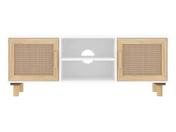 Mueble para TV madera maciza pino y ratán natural 105x30x40 cm