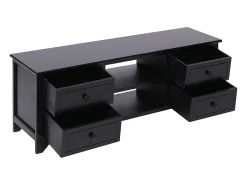 Mueble para TV madera maciza de paulownia negro 108x30x40 cm