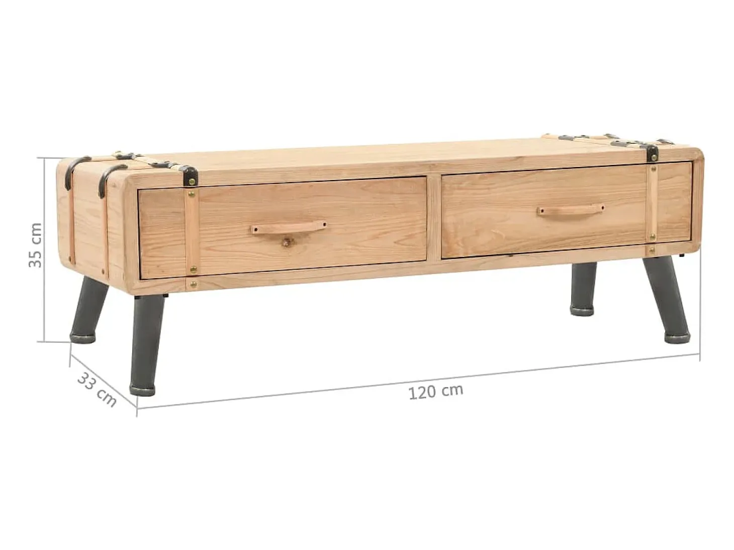 Mueble para TV madera maciza de abeto 120x33x35 cm